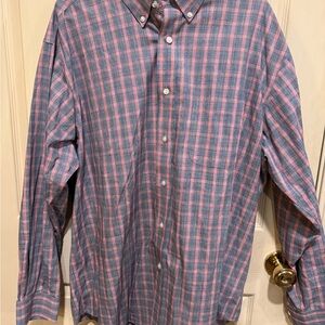 Casual Blue and Pink Plaid Button-Down Shirt
